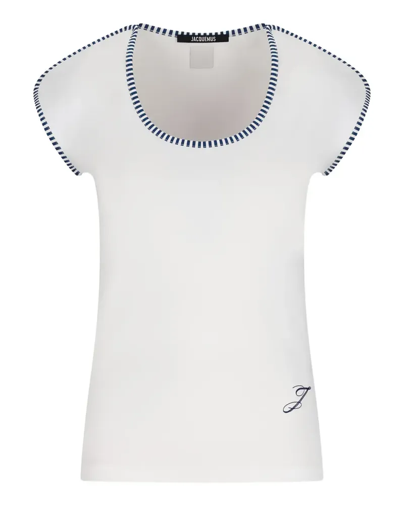 Jacquemus Espiral striped-trim T-shirt - Weiß Weiß