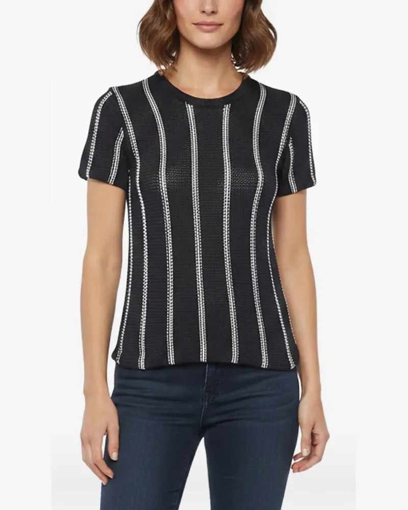 Theory Gestreiftes Strickoberteil - Schwarz Schwarz
