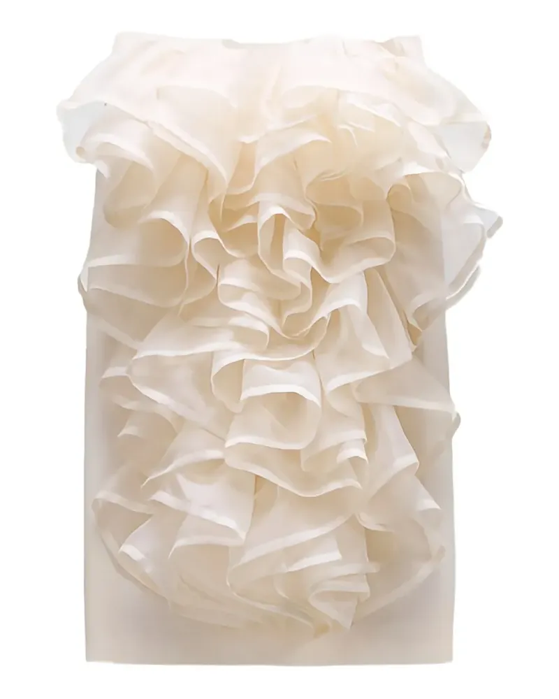 Viktor & Rolf midi ruffled-trim pencil skirt - Nude Nude