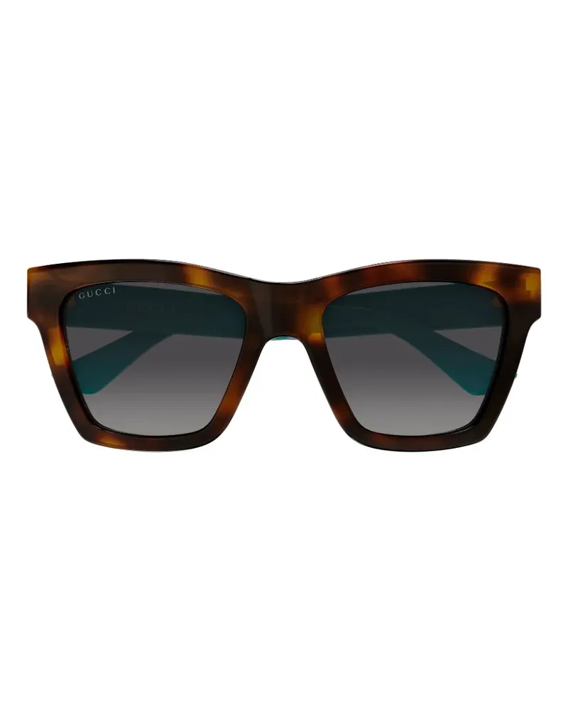 Gucci Eckige Sonnenbrille in Schildpattoptik - Braun Braun