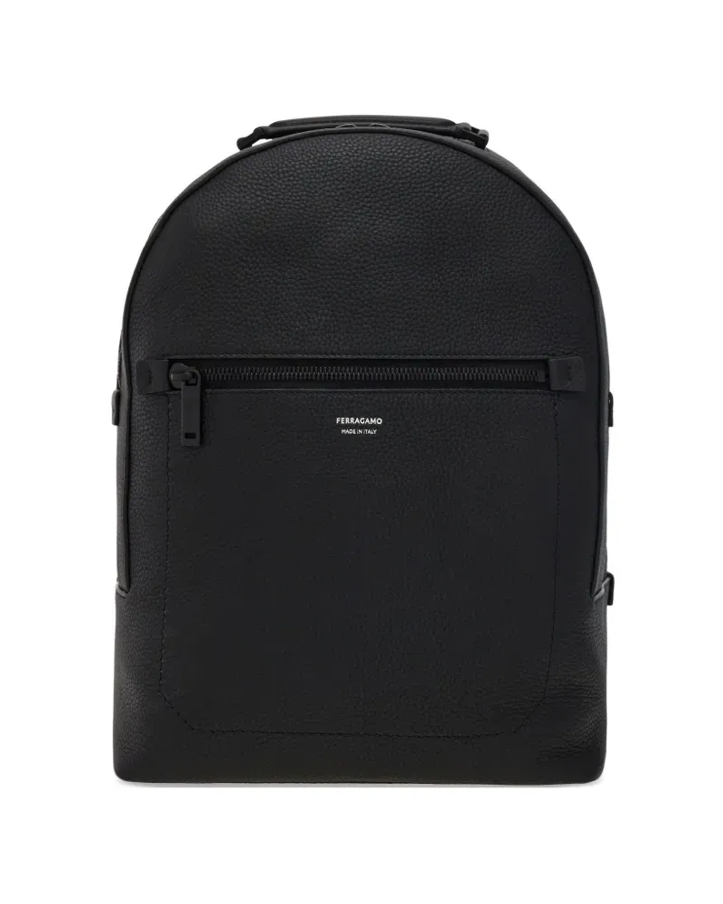 Ferragamo Rucksack mit Logo-Stickerei - Schwarz Schwarz