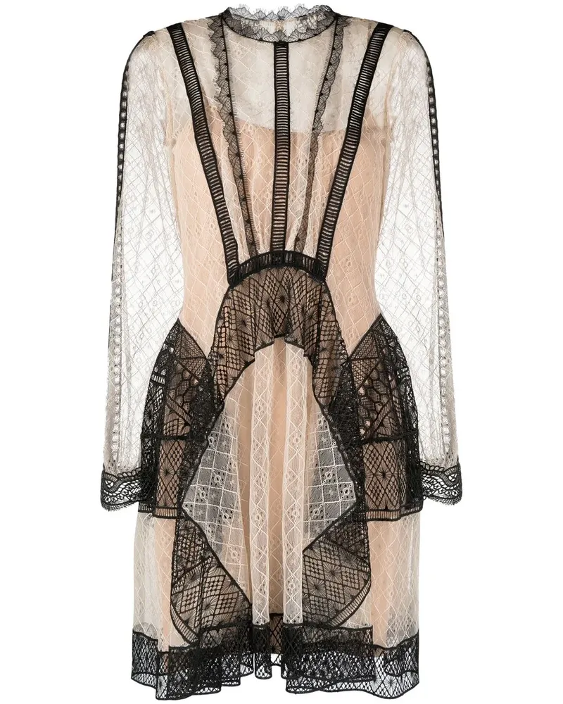 Alberta Ferretti Minikleid mit Spitzeneinsätzen - Nude Nude