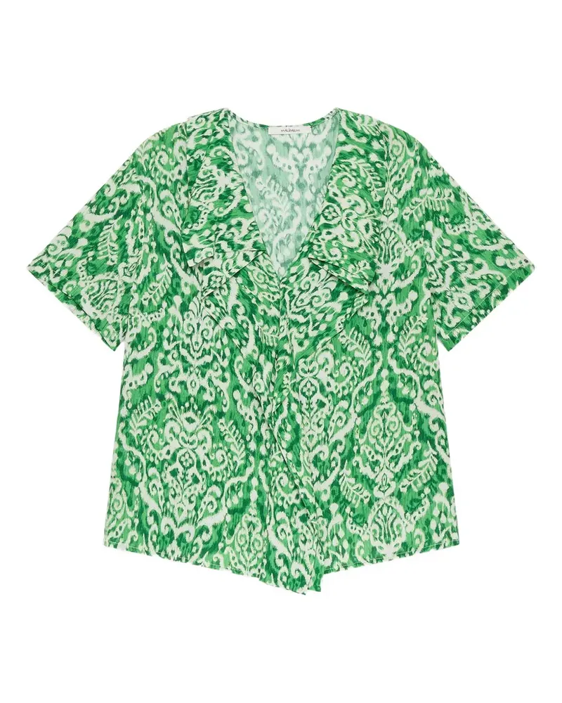 Maliparmi Gerüschtes Ikat Oberteil mit V-Ausschnitt - Grün Grün