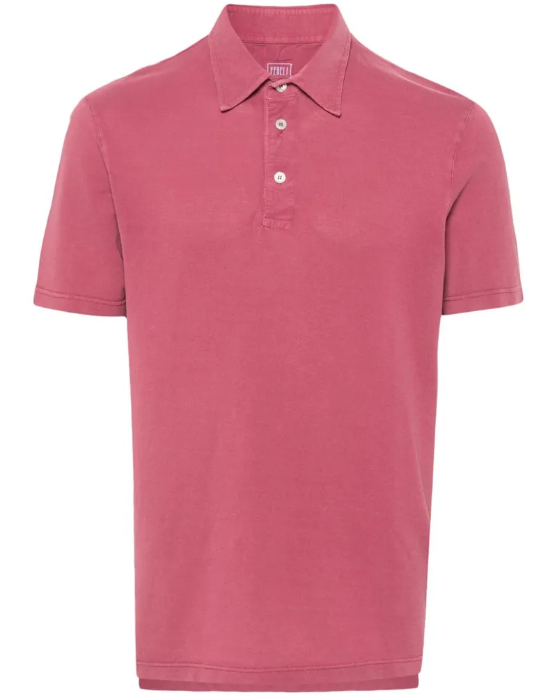 Fedeli Poloshirt aus Pikee Rosa