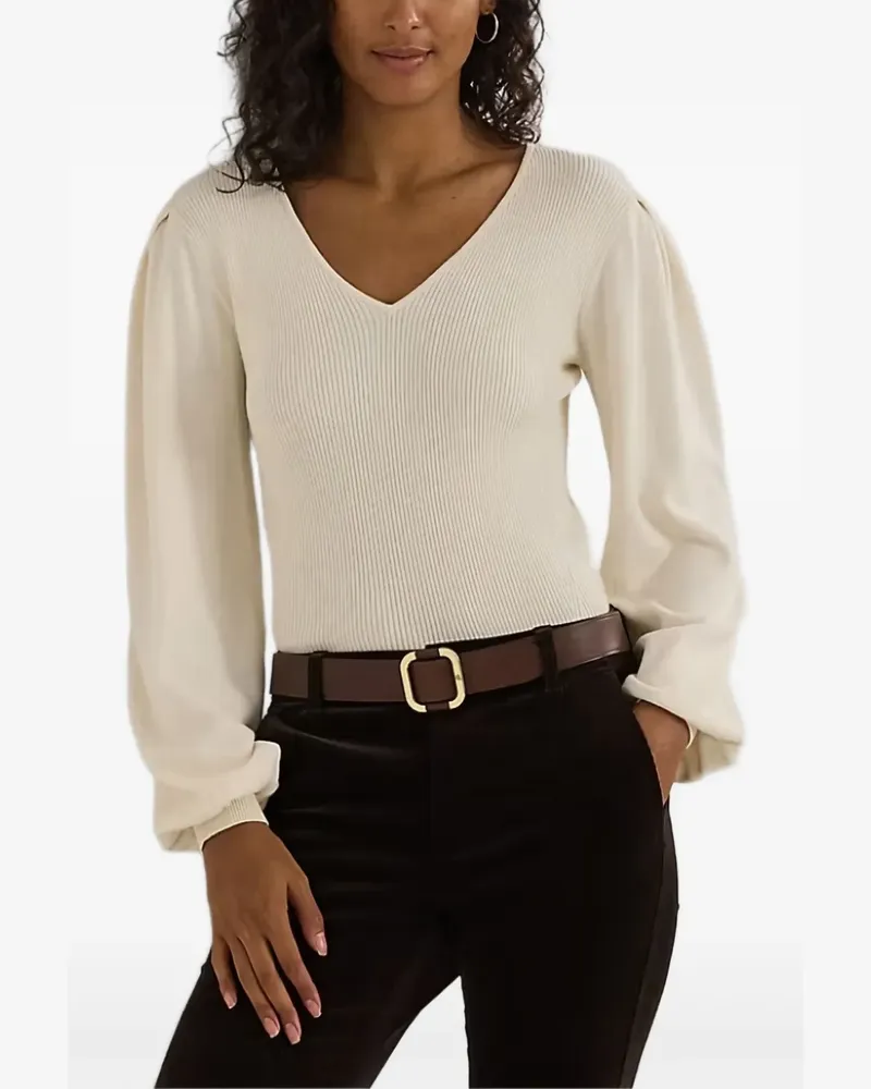 Ralph Lauren Top mit V-Ausschnitt - Nude Nude