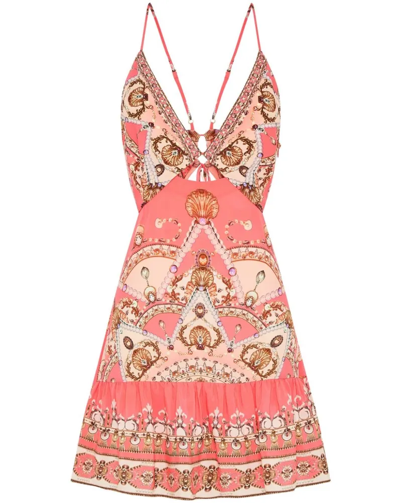 Camilla Minikleid aus Seide mit grafischem Print - Rosa Rosa