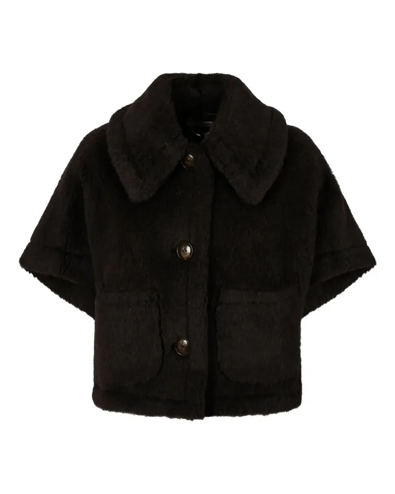 Max Mara Kurzärmeliger Mantel mit Oversized-Kragen - Schwarz Schwarz