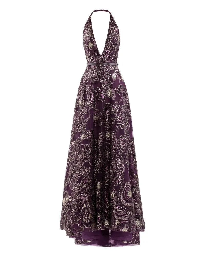 Saiid Kobeisy Besticktes Maxikleid - Violett Violett
