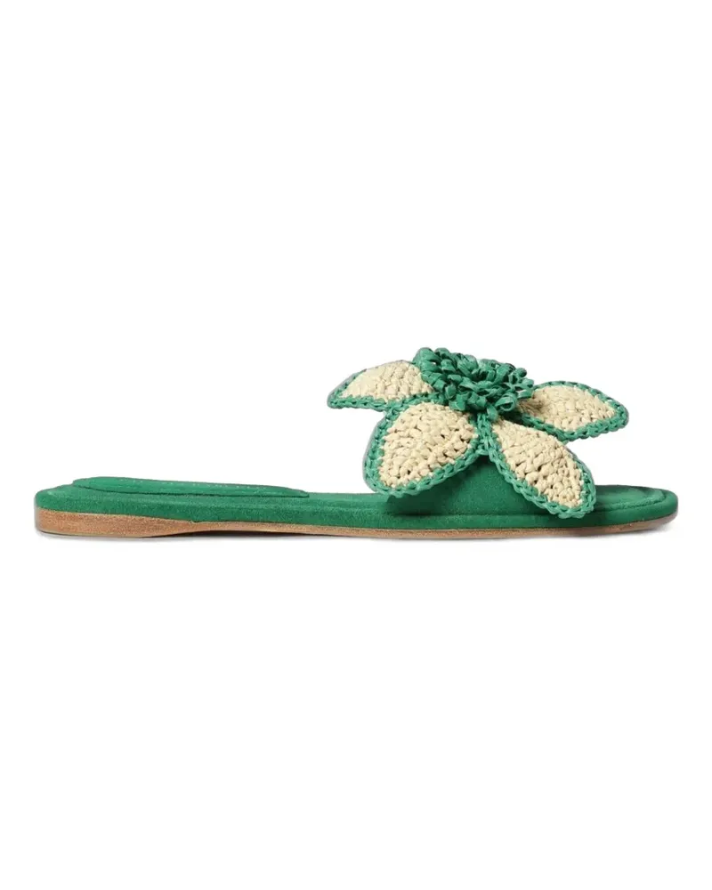 Paloma Barceló Ava raffia-flower suede sandals - Grün Grün