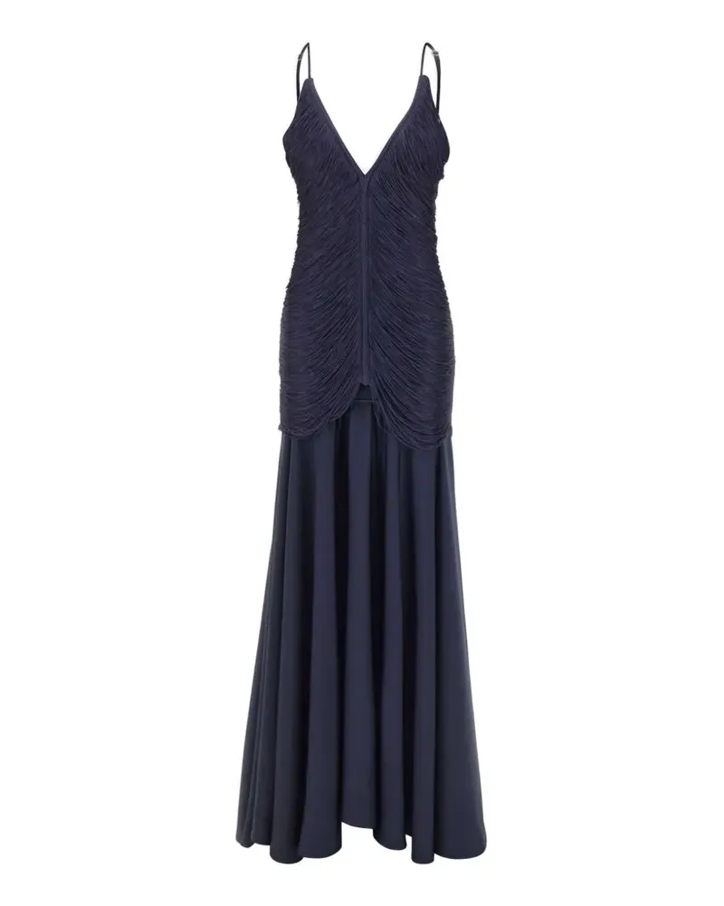 BLESS Nostalgia fringe-detailed maxi dress - Blau Blau
