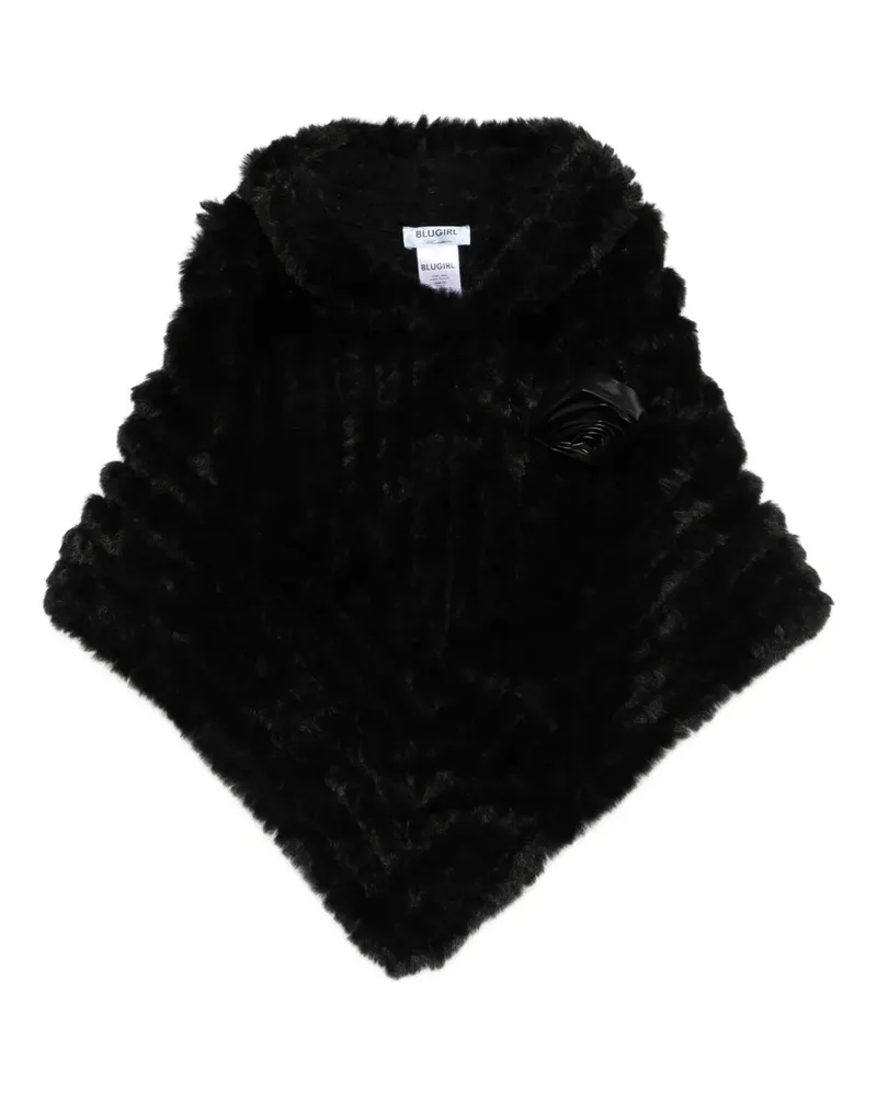 Blumarine Poncho mit Blumenapplikation - Schwarz Schwarz