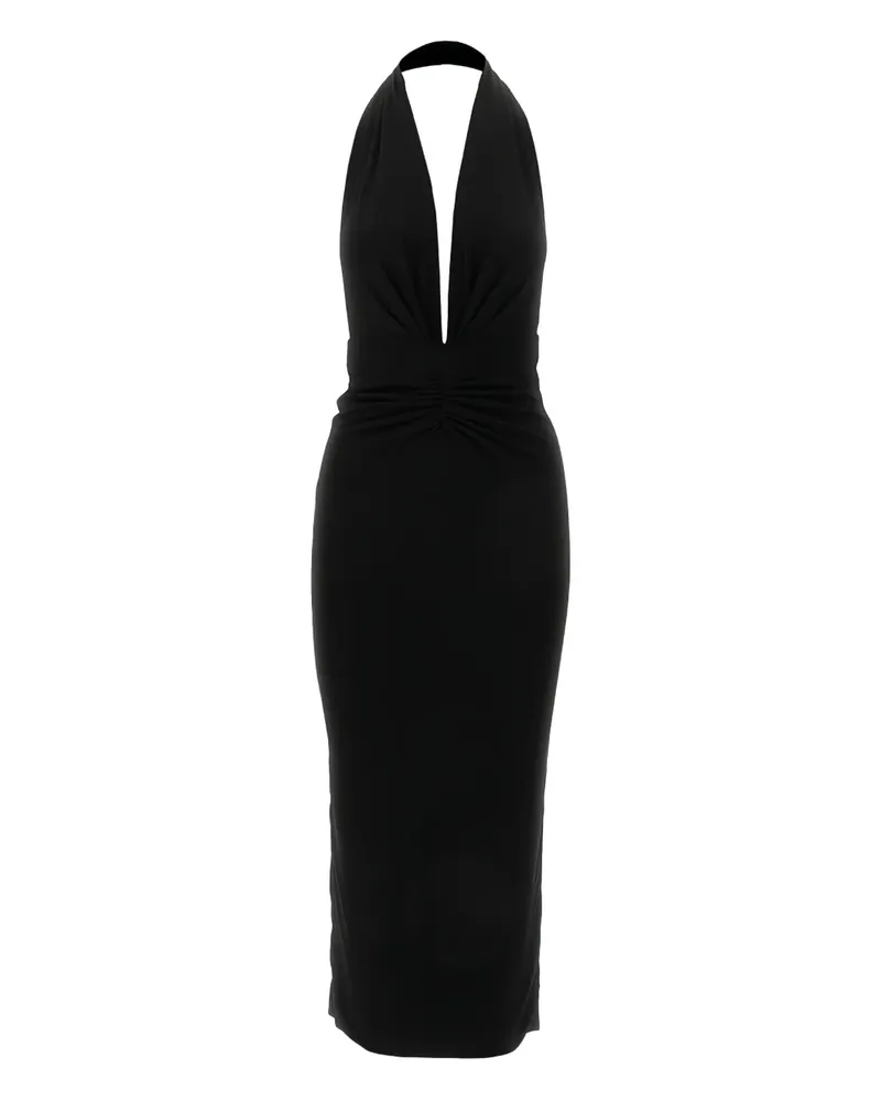 ANDAMANE Drapiertes Neckholder-Kleid - Schwarz Schwarz