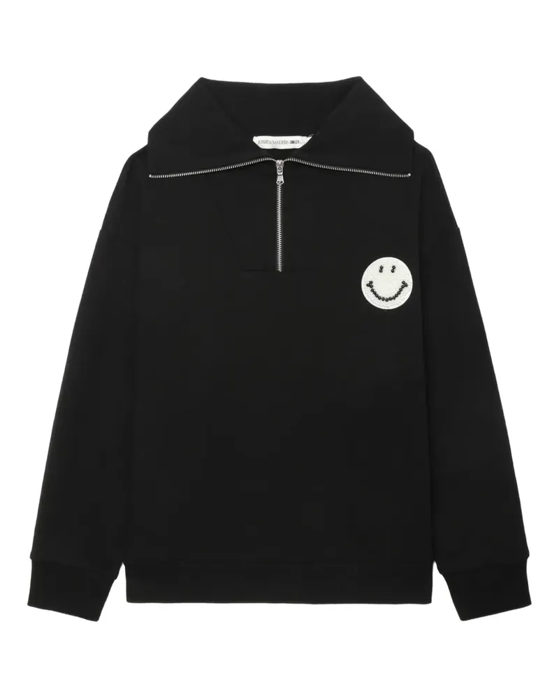 Joshua Sanders Sweatshirt mit Smiley und kurzem Reißverschluss - Schwarz Schwarz