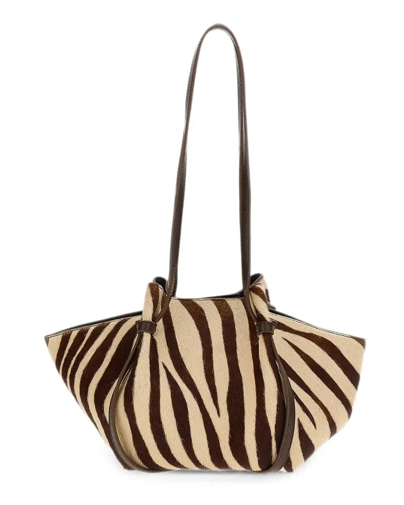 YUZEFI Mochi zebra-print shoulder bag - Nude Nude