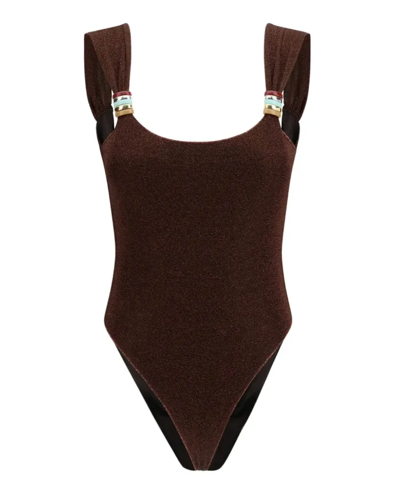 Oséree ring-detail swimsuit - Braun Braun