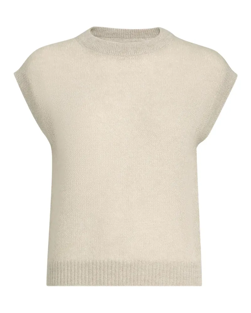 Brunello Cucinelli T-Shirt mit Monili aus funkelndem Mohair und Wollstrick - Nude Nude