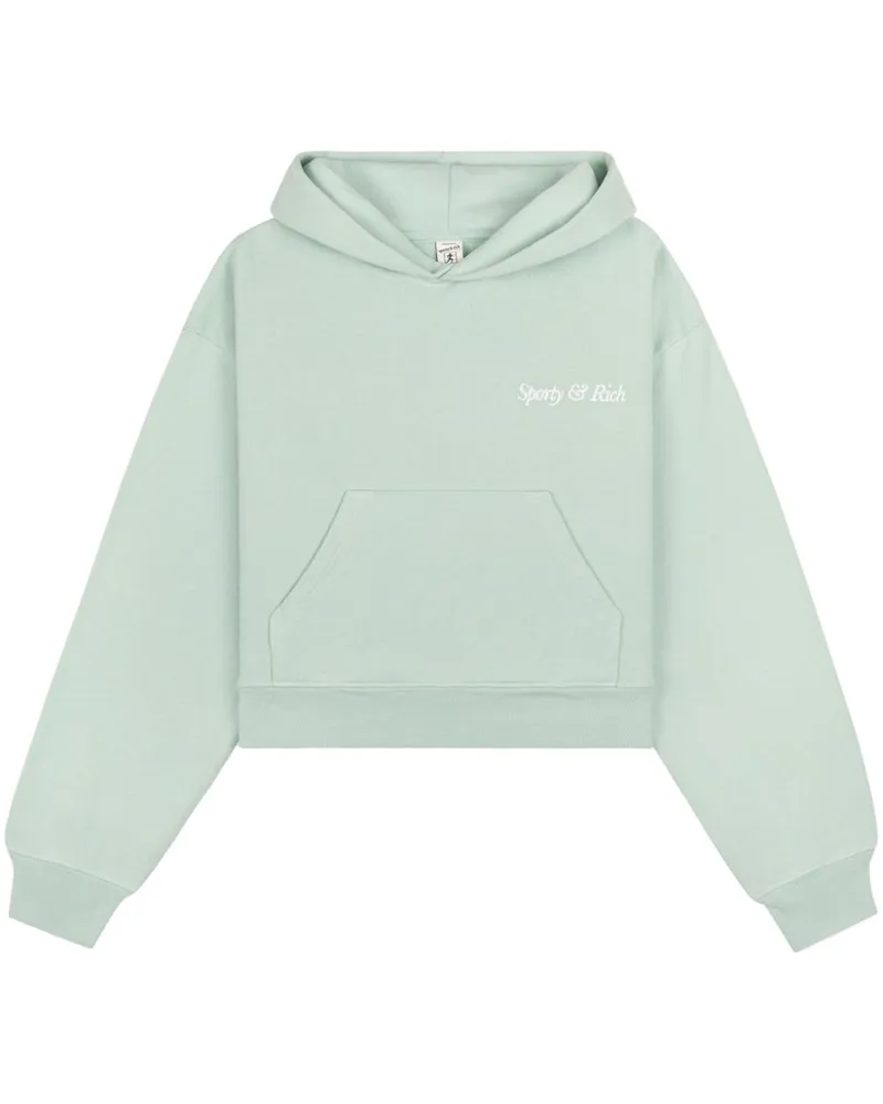 SPORTY & RICH Hoodie mit Logo-Stickerei - Grün Grün