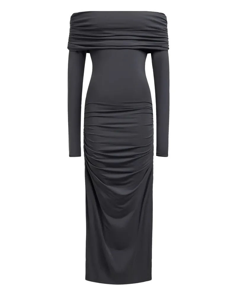 12 STOREEZ Schulterfreies Kleid mit Raffungen - Grau Grau