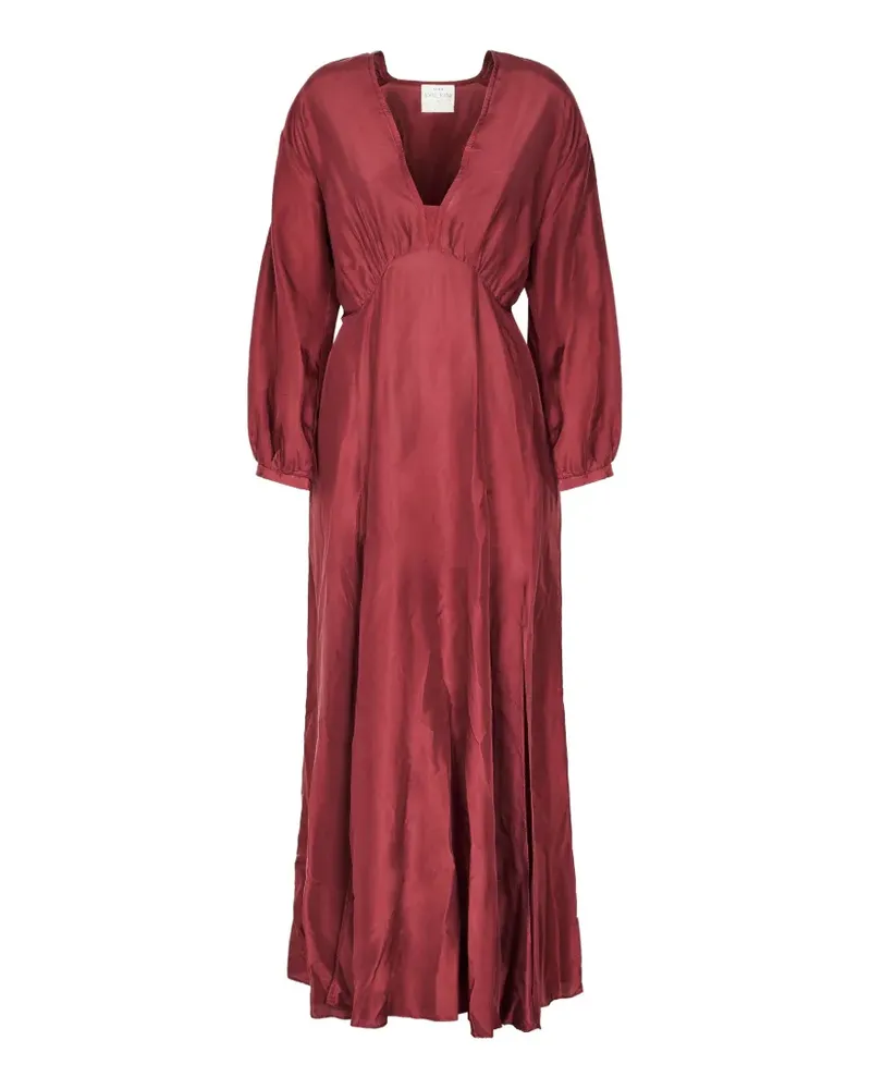 forte_forte V-neck silk maxi dress - Rot Rot