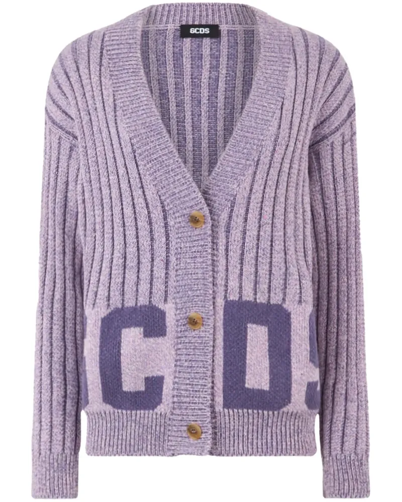 GCDS Cardigan mit Intarsien-Logo - Violett Violett