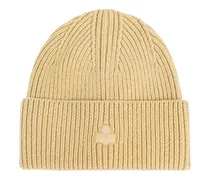 Gerippte Beanie mit Logo - Gelb