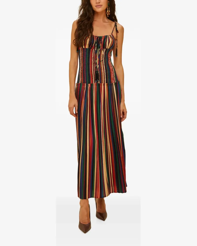 FARM Rio Gestreiftes Pipa Midikleid - Gelb Gelb