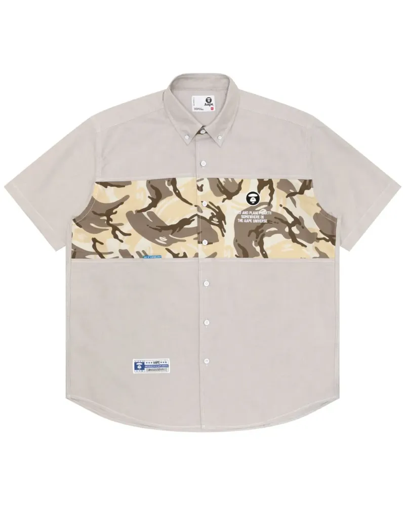 BAPE Hemd mit Camouflage-Einsatz - Nude Nude
