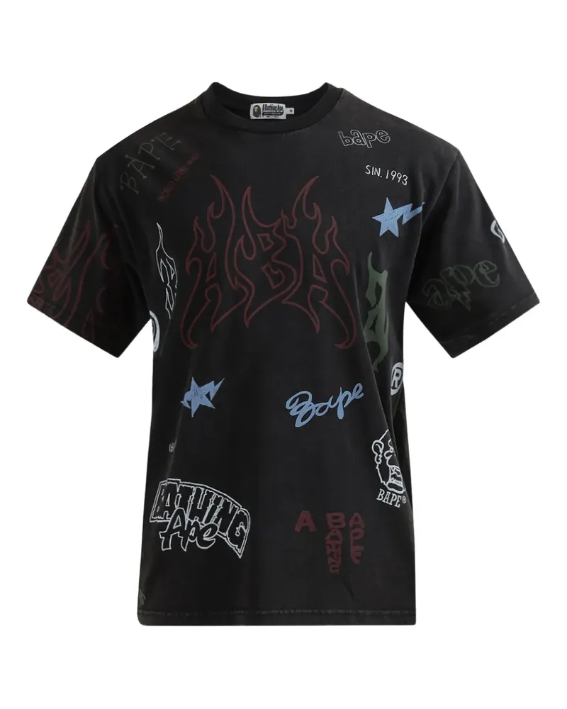 BAPE World Gone Mad T-Shirt mit grafischem Print - Schwarz Schwarz