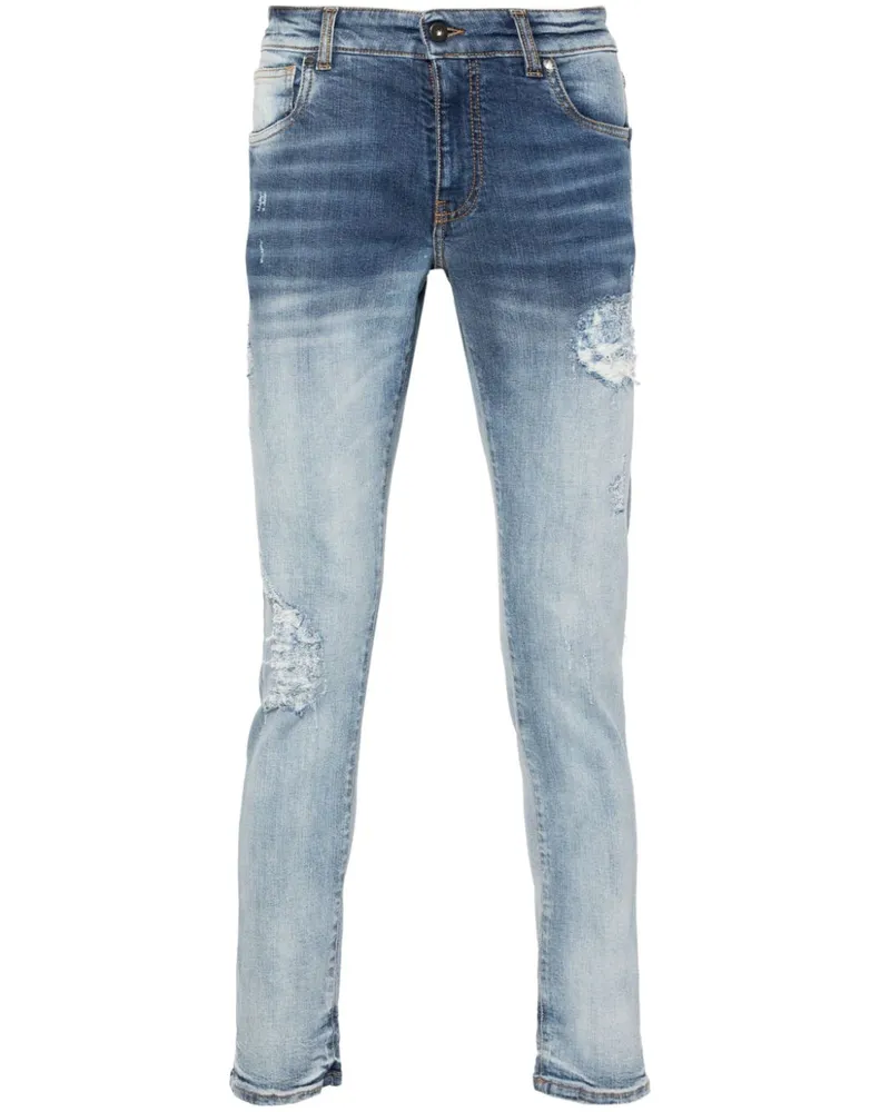 Salvatore Santoro Skinny-Jeans im Distressed-Look Blau