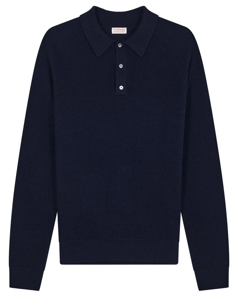 FURSAC Gestricktes Poloshirt - Blau Blau