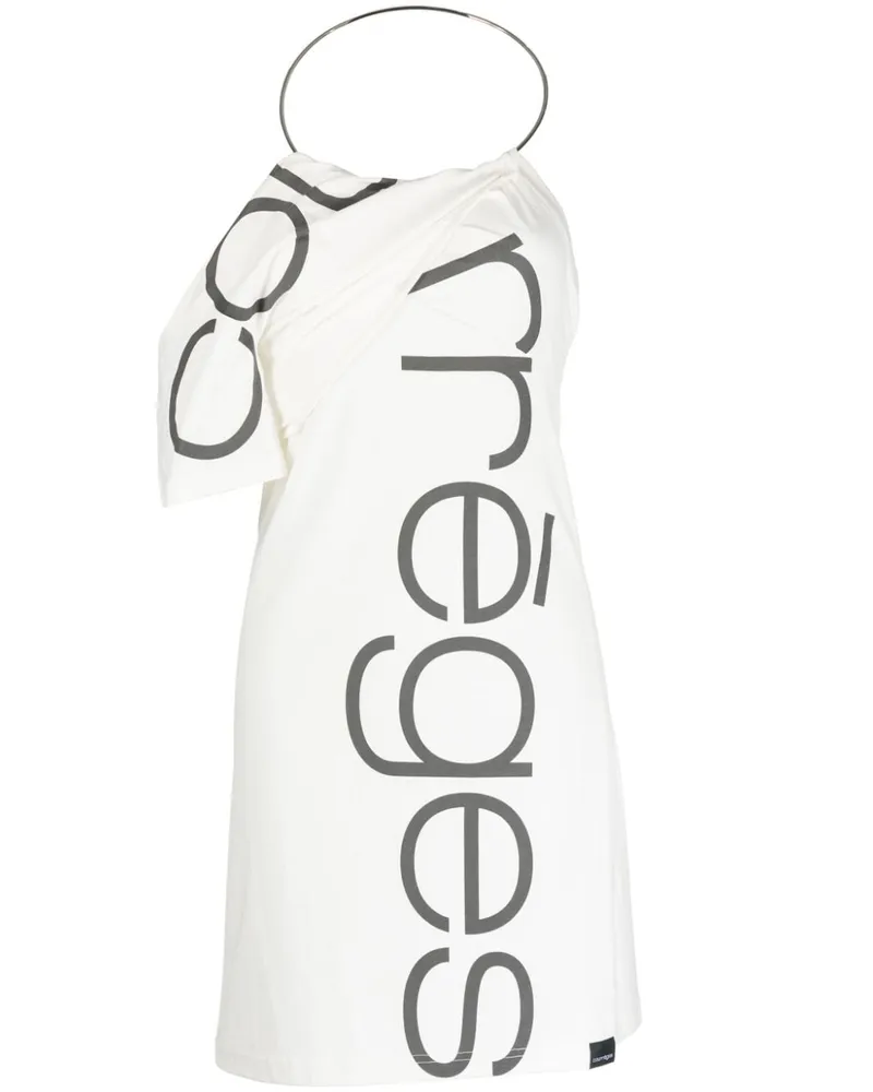 Courrèges One-Shoulder-Kleid mit Logo Weiß
