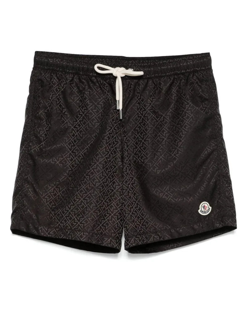 Moncler Badeshorts aus Monogramm-Jacquard - Schwarz Schwarz