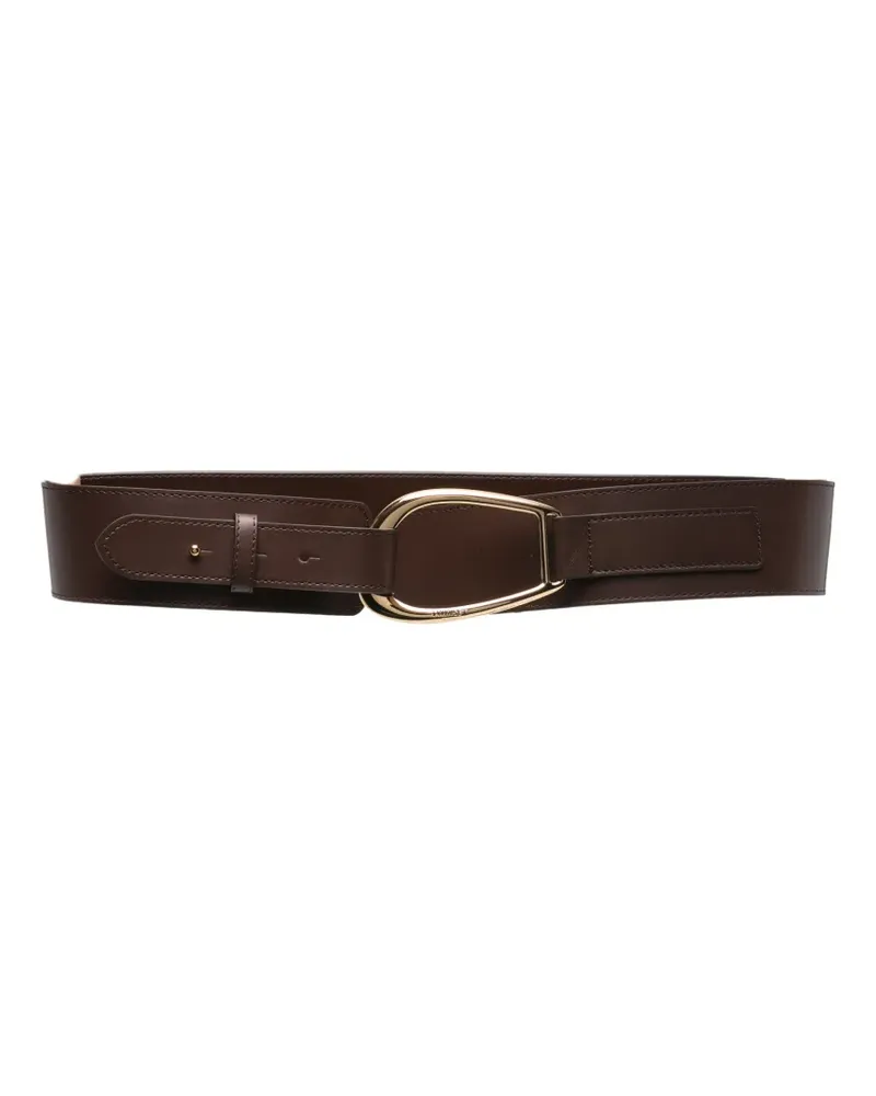 Twin-Set leather belt with square buckle - Braun Braun