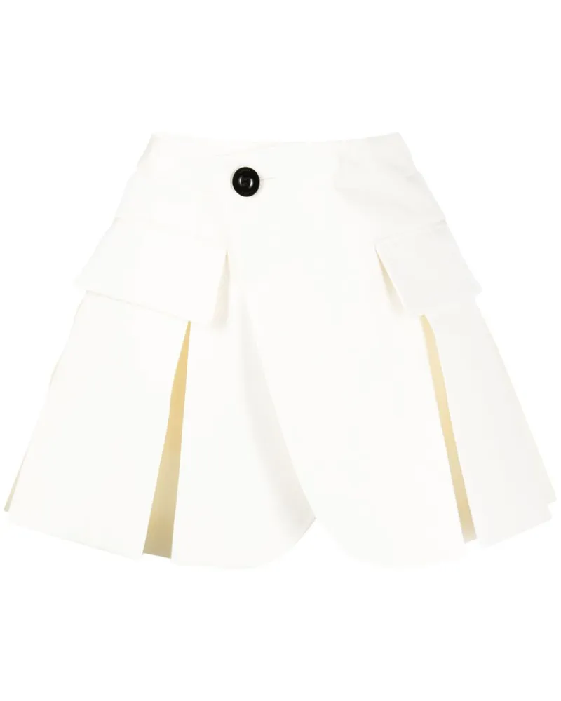 Sacai Kurze Shorts mit Falten - Weiß Weiß