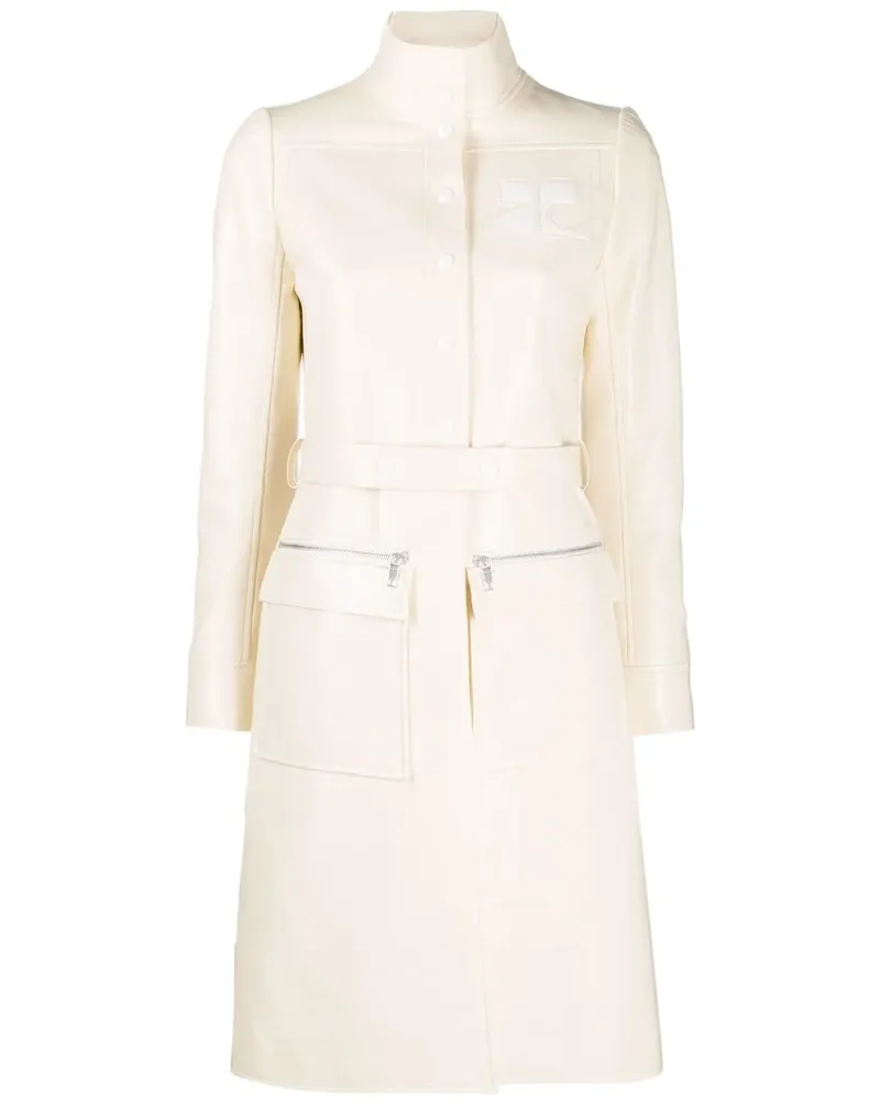 Courrèges Vinyl-Trenchcoat mit Logo-Applikation - Nude Nude