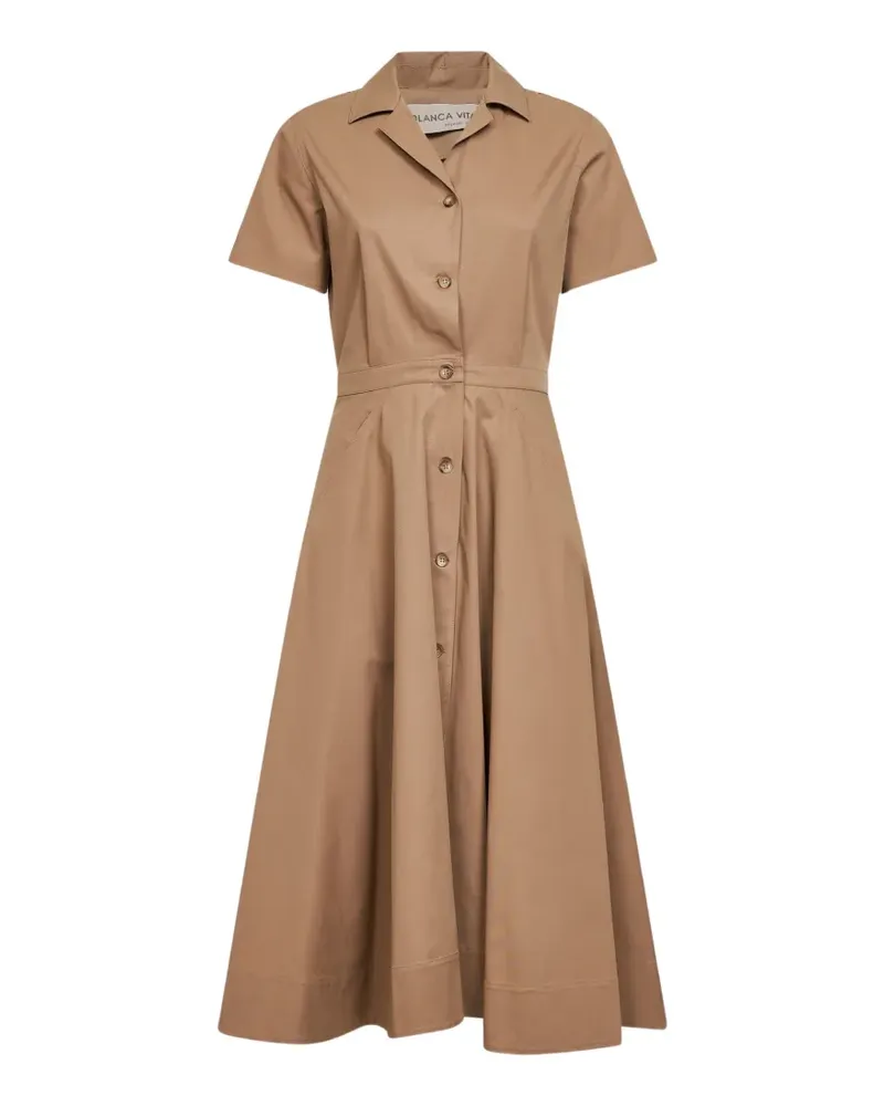 Blanca bowling-collar button-front dress - Nude Nude