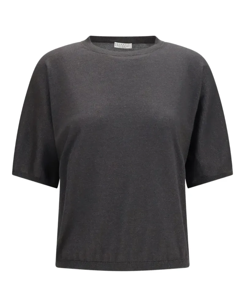Brunello Cucinelli short-sleeve round-neck cashmere T-shirt - Grau Grau