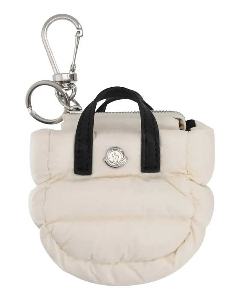 Moncler quilted leather-trim keyring - Nude Nude