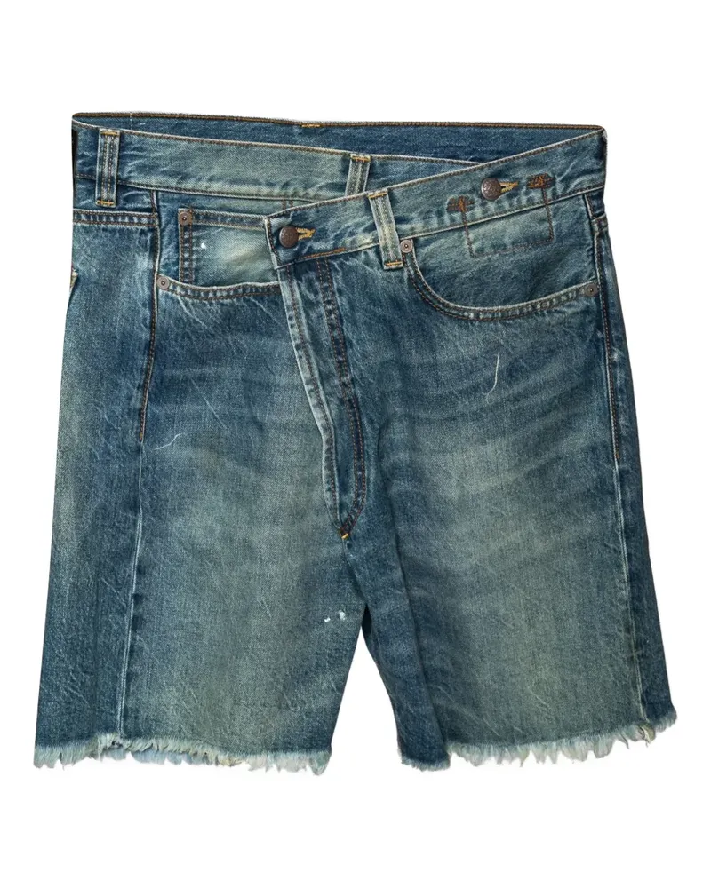 R13 Ausgefranste Shorts mit asymmetrischem Verschluss - Blau Blau