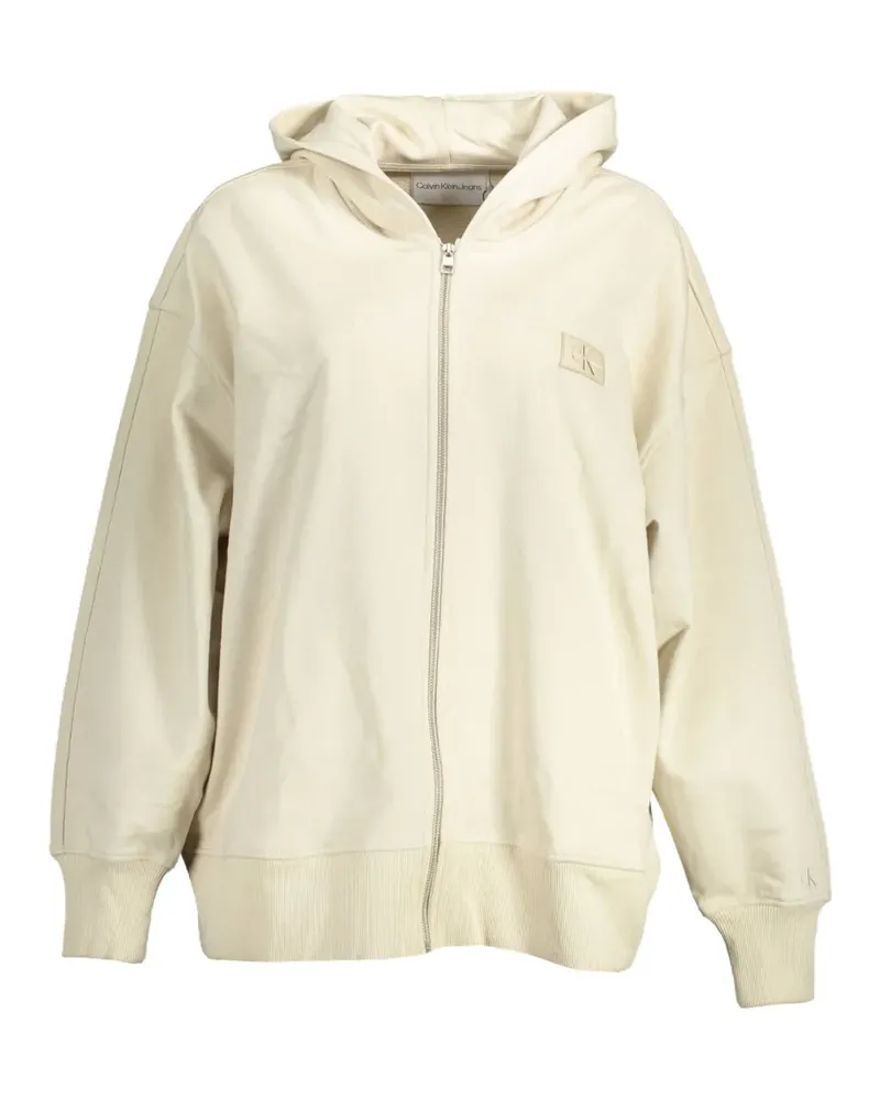 Calvin Klein logo-patch zip-up hoodie - Nude Nude