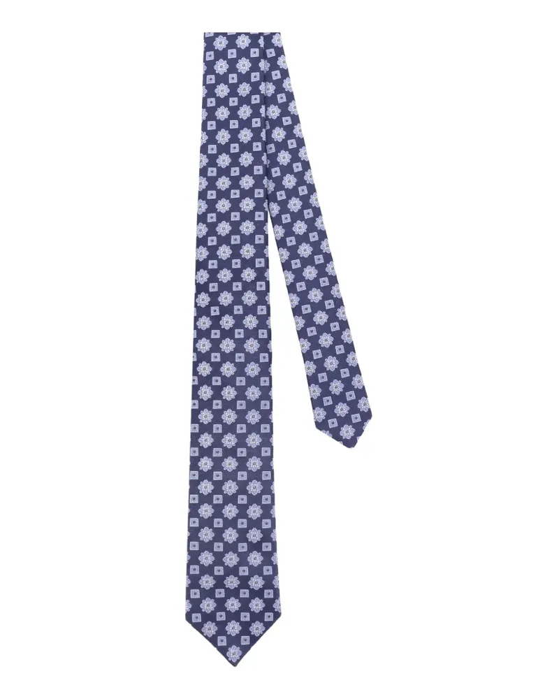 Kiton Krawatte mit floralem geometrischem Muster - Blau Blau