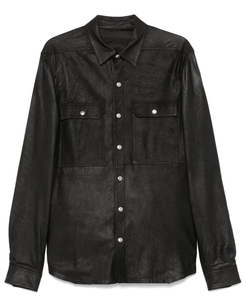 Rick Owens Hemdjacke aus Leder - Schwarz Schwarz