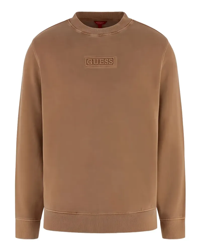Guess Ausgeblichener Cruz Pullover mit rundem Ausschnitt - Braun Braun