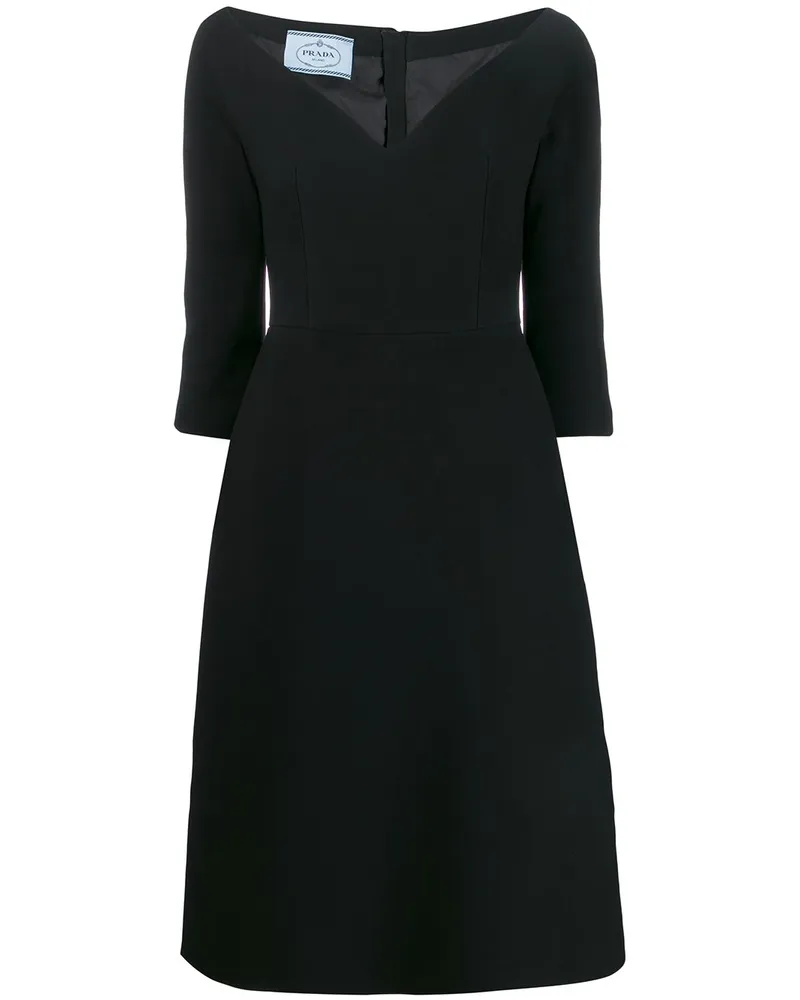 Prada Midikleid mit V-Ausschnitt - Schwarz Schwarz