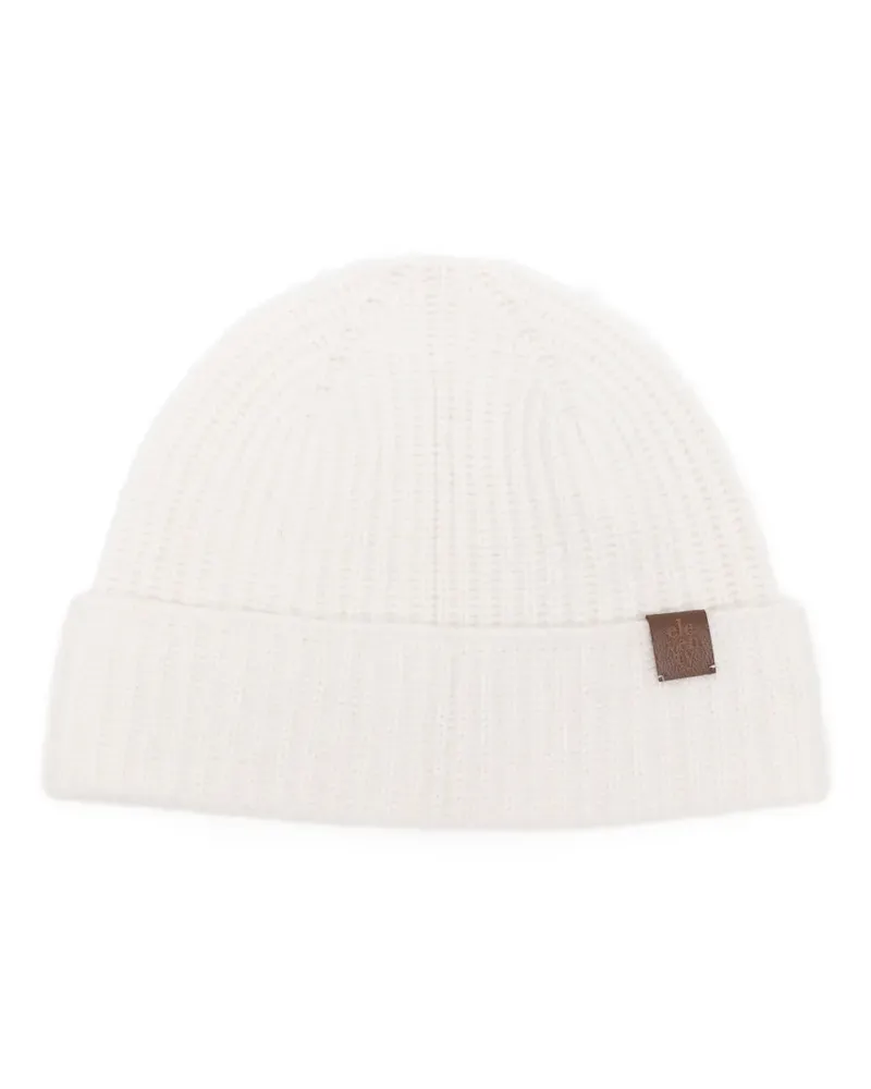Eleventy Gerippte Beanie - Weiß Weiß