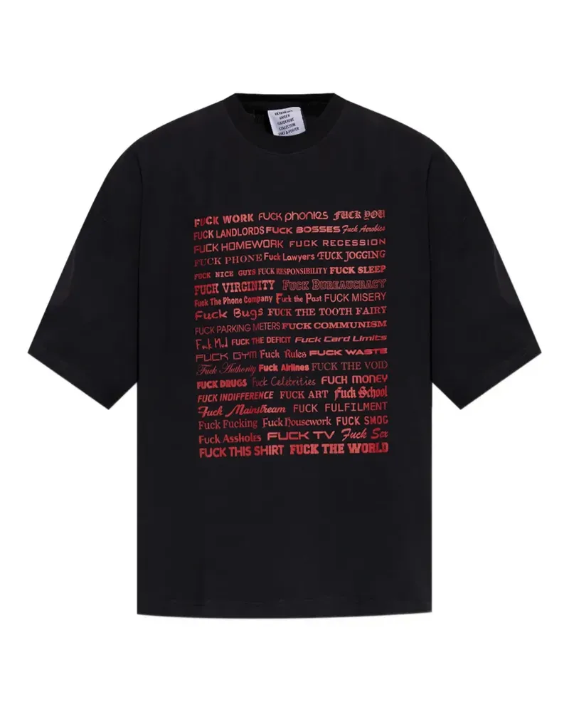 VETEMENTS T-Shirt mit Text-Print - Schwarz Schwarz