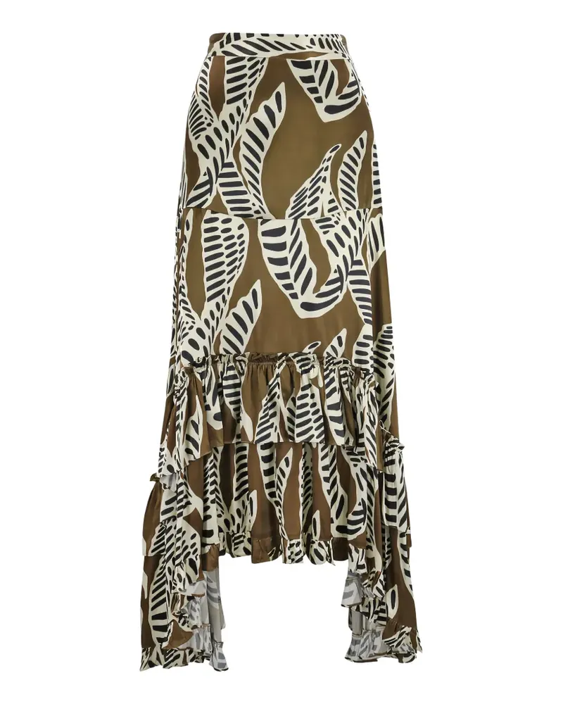 Alexis Bexley leaf-print ruffled skirt - Grün Grün