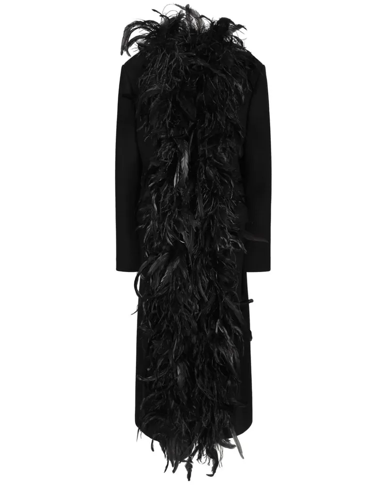 Dolce & Gabbana Mantel mit Federsaum - Schwarz Schwarz