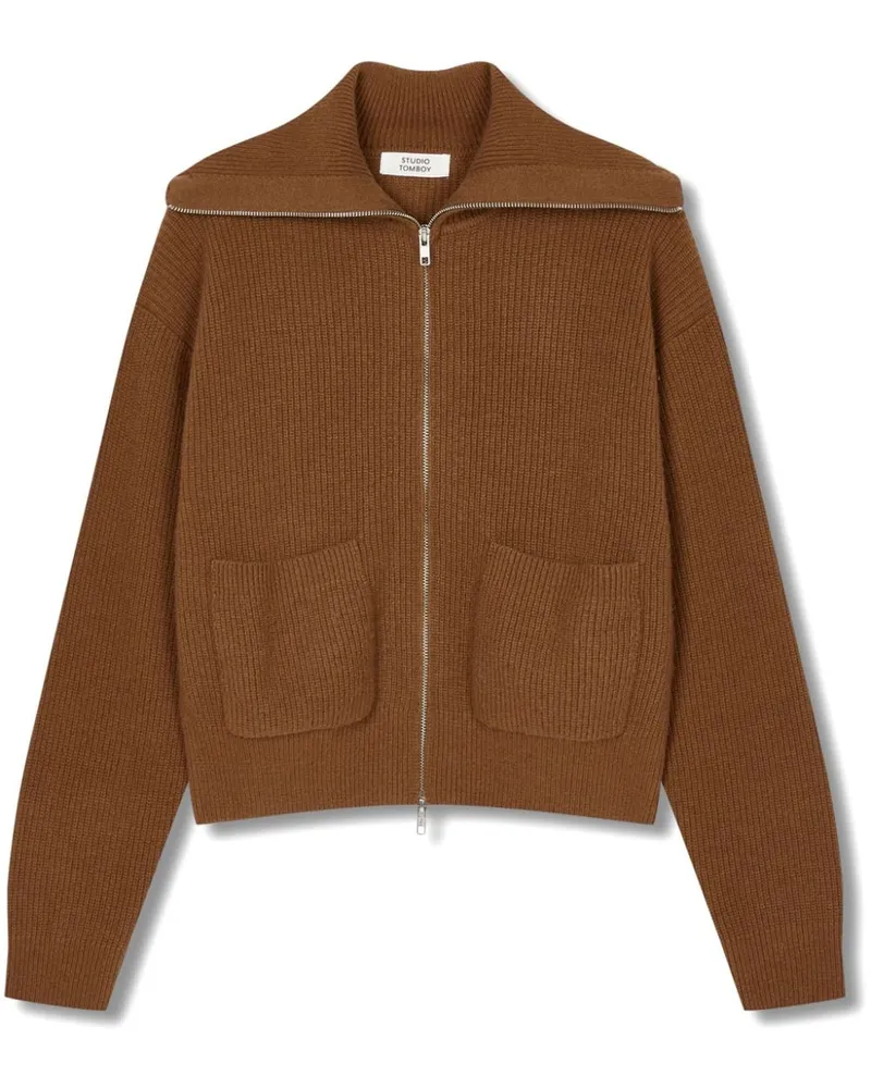 STUDIO TOMBOY Cardigan mit Oversized-Kragen - Braun Braun