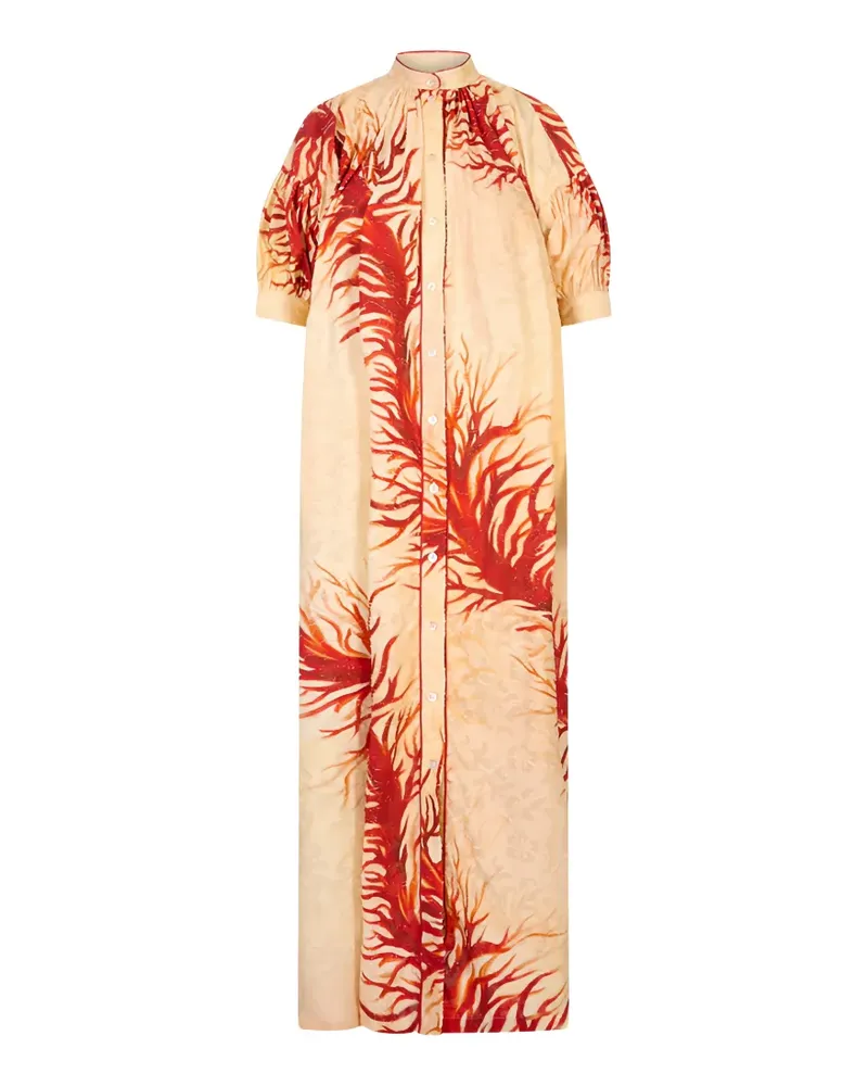 For Restless Sleepers Mete coral-print fil-coupé maxi dress - Gelb Gelb